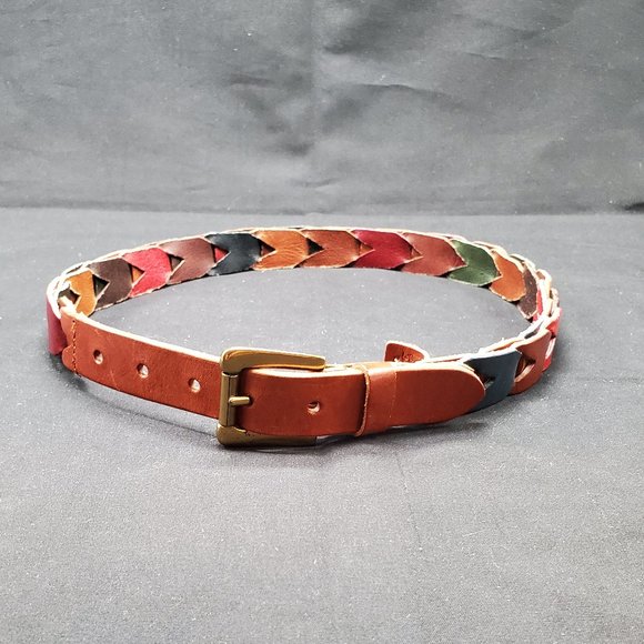 Fossil Mutli-Color Braided Genuine Leather Belt Size Medium - Picture 1 of 6